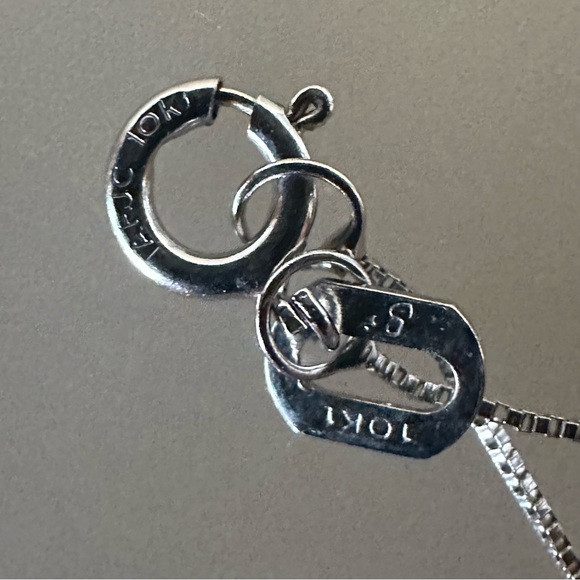 10k Solid White Gold Thin Box Chain Necklace - Picture 6 of 9